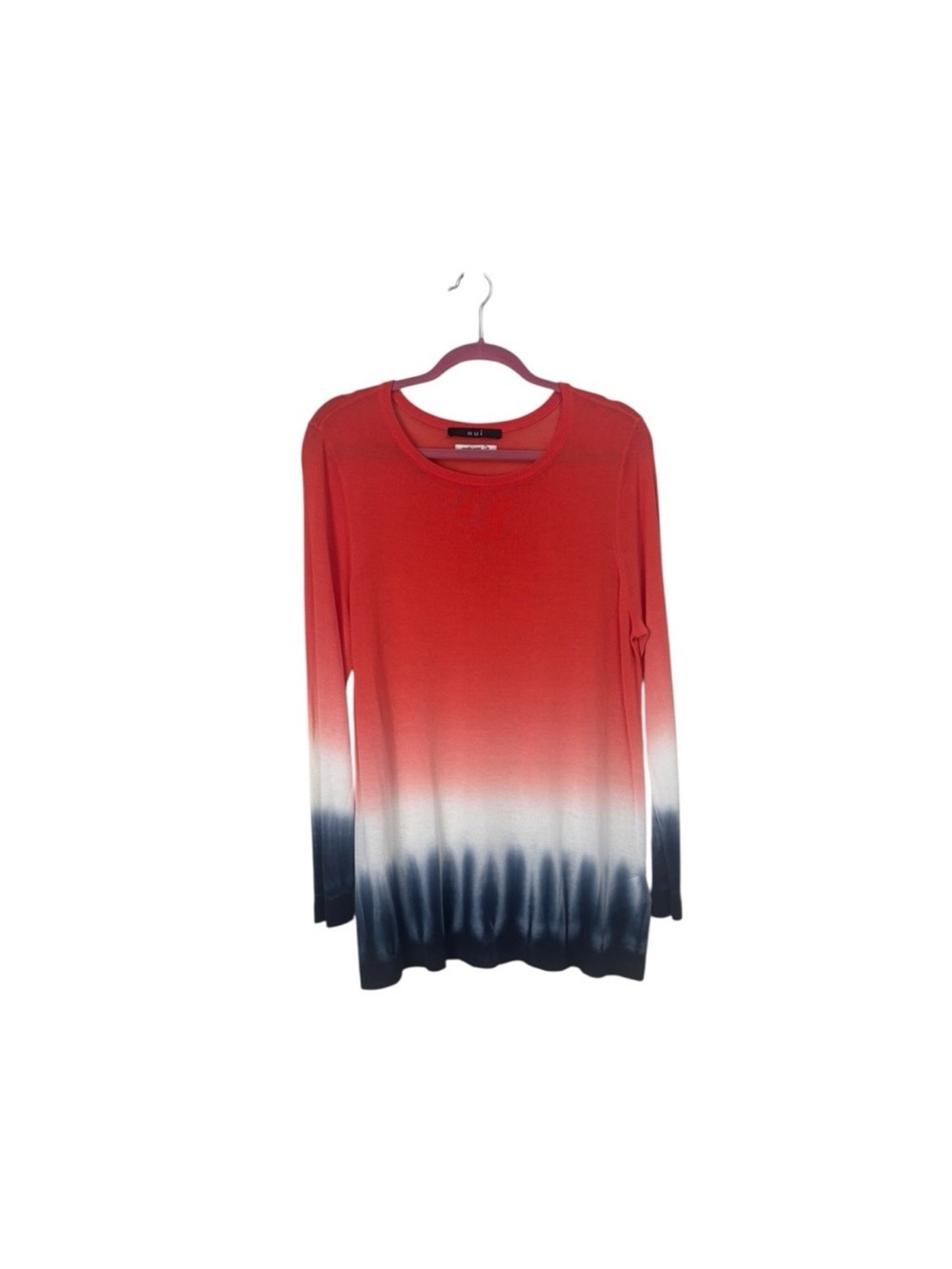 OUI casual long sleeve tie dye dip dye lightweight knit pullover top size 12 - Picture 2 of 9